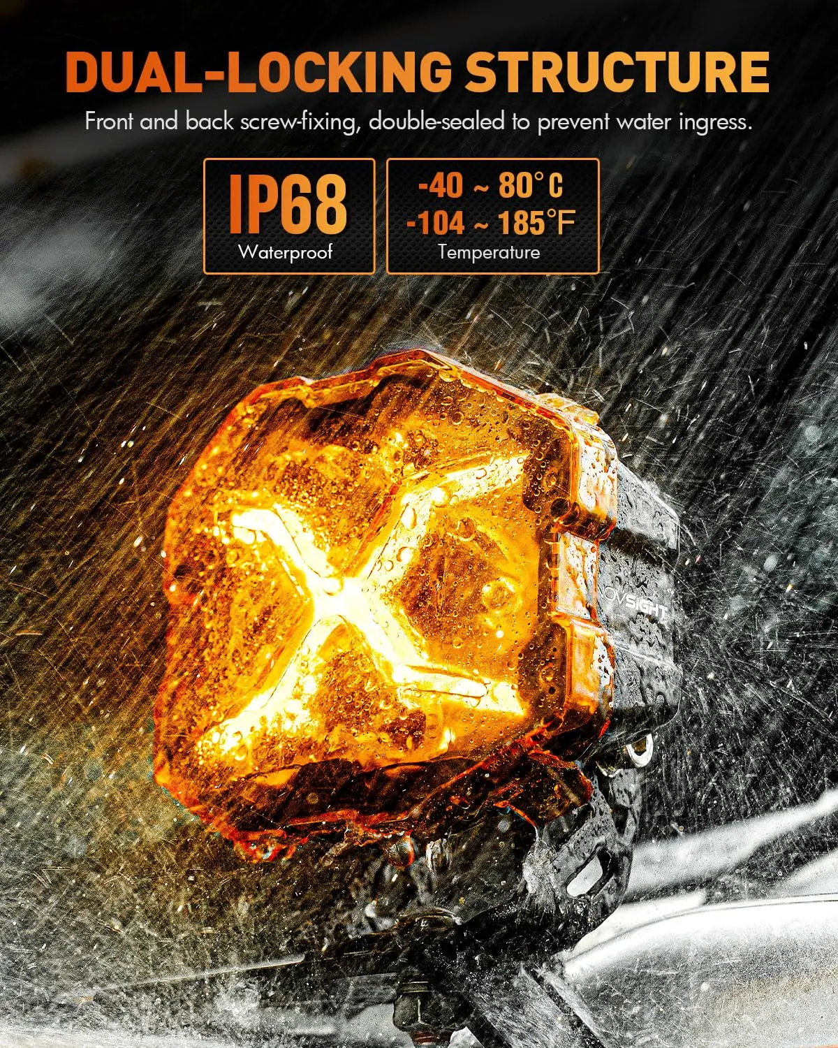 NOVSIGHT X Series 4 بوصة LED جراب ضوء X-Line DRL القيادة شعاع العنبر على الطرق الوعرة أضواء الضباب للسيارات