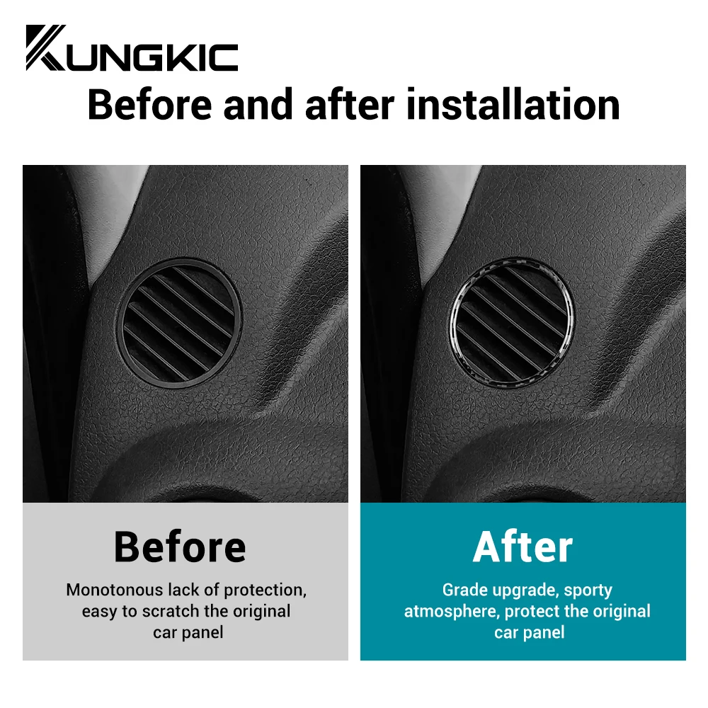 Real Soft Carbon Fiber Sticker For Fiat Panda 2003 2004 2005 2006 2007 2008 2009 2010 2011 LHD RHD Car Instrument Air Outlet
