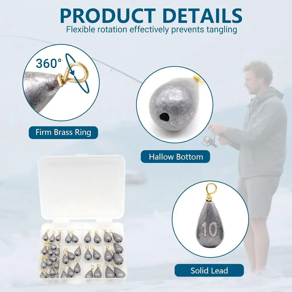 طقم حوض صيد مكون من 30/36 قطعة لقطة السقوط والصب، مثالي للباس وسمك السلور والمياه المالحة والمياه العذبة