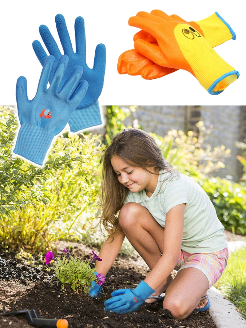 Guanti da giardinaggio per bambini guanti da giardino per bambini rivestiti in Nitrile per bambini bambine ragazzi lavoro manuale per giovani