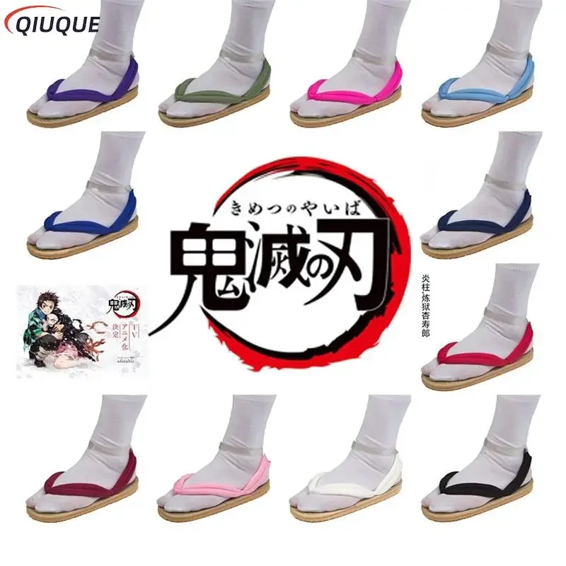 Adulto/Bambino Anime Kamado Nezuko Cosplay Zoccoli Kimono Infradito Geta Pantofole Scarpe