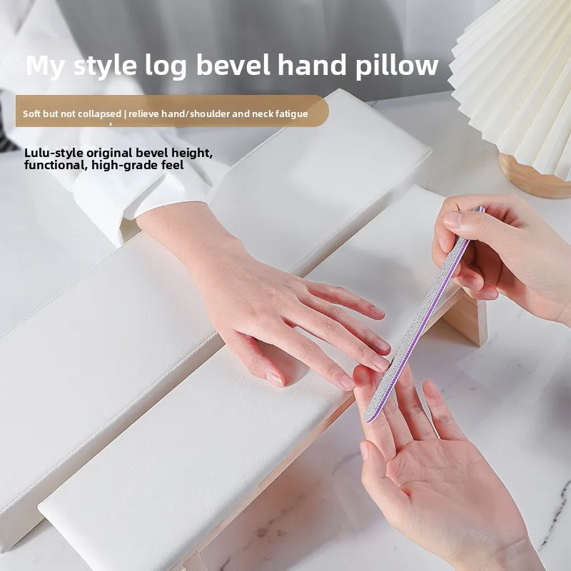 INS Simple Log Nail Hand Pad, Sloped Wooden Hand Rest Russian Style Salon Desktop Tool