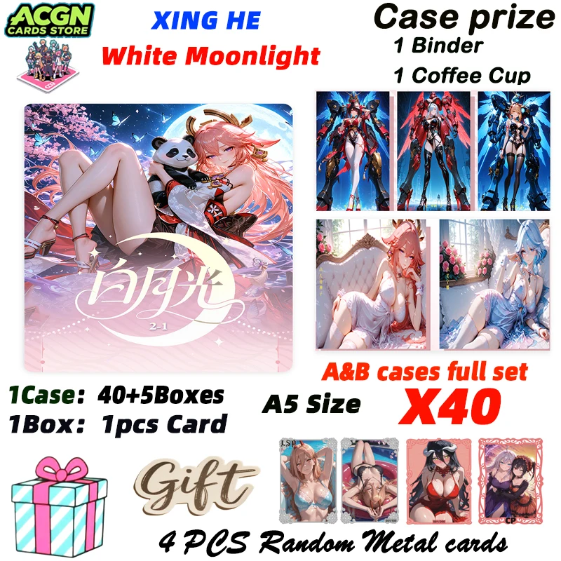 

Wholesale Newest A5 Size QING HE Culture Creation White Moonlight Card Waifu Yae Miko Booster Box Doujin Toys Christmas Gift