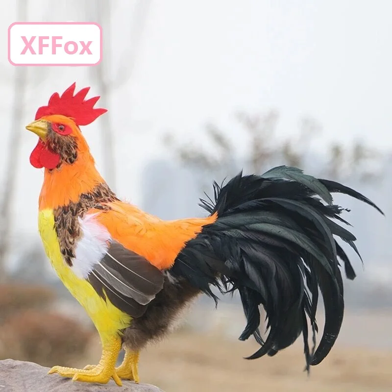 big simulation chicken model foam&furs real life orange chicken bird model gift about 40cm xf1038