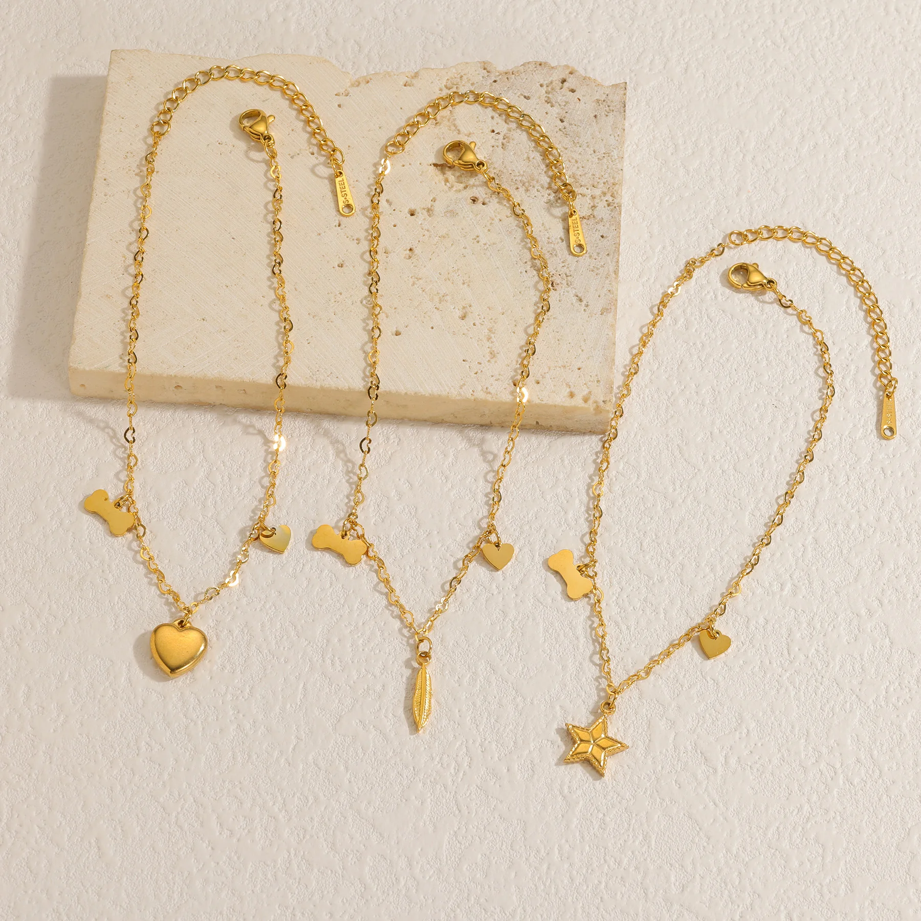 Atoztide موضة بسيطة حبل بني سوار للنساء الفولاذ المقاوم للصدأ متعددة نمط الكرز الشمس ستار سحر سوار مجوهرات هدية