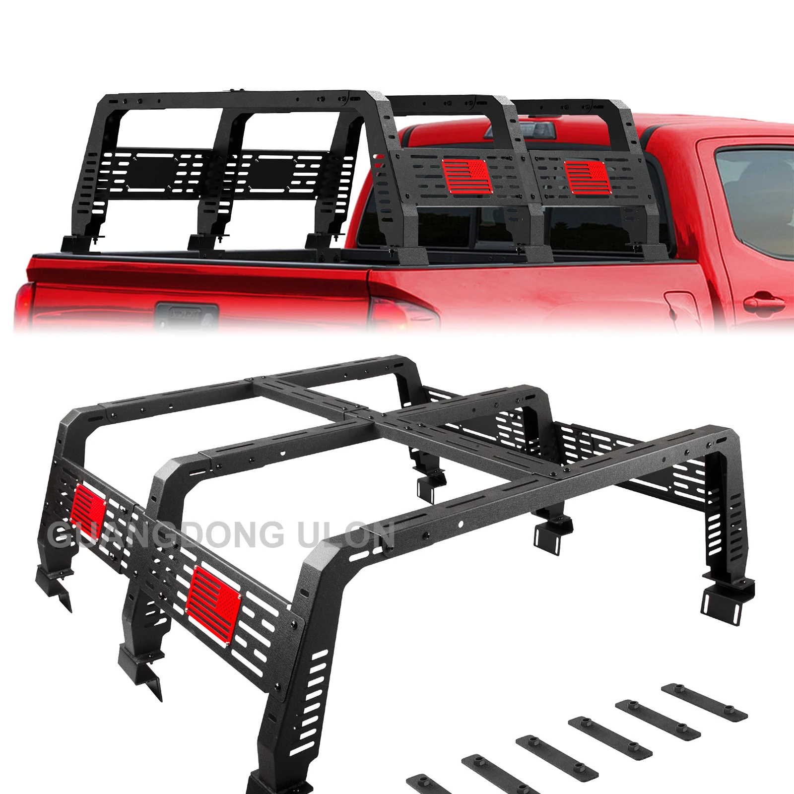 Universal Pickup Truck Bed Rack  OEM Roll Bar Adjustable Bed Ladder Rack Roof Rack Mounting Plate Factory Price