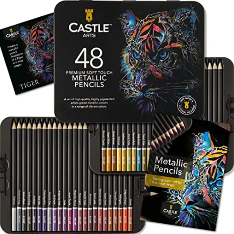 

Metallic and Pasteltint Colored Pencils Bundle Quality Wax Cores and Soft Sumptuous Tones 96 Shades for Adult Artists and Color