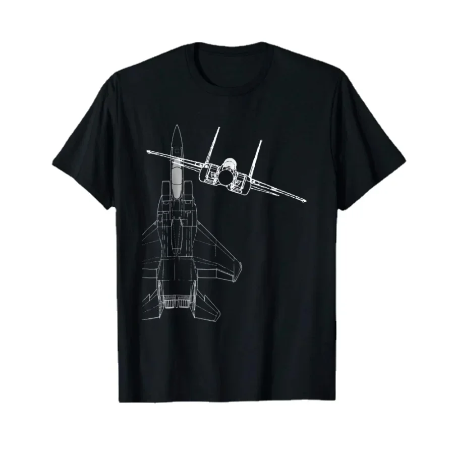 

Eagle Line Drawing Art Jet Fighter T-Shirt O-Neck Mens tees New style 2024 Summer Cotton Short SleeveCool Design F-15 graphic