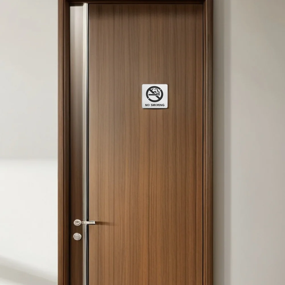 2 قطعة علامة ممنوع التدخين للحمام المكتبي ذاتية اللصق مقاومة للخدش جريئة تسمية تحذير واضحة الأعمال الفضاء العام #2
