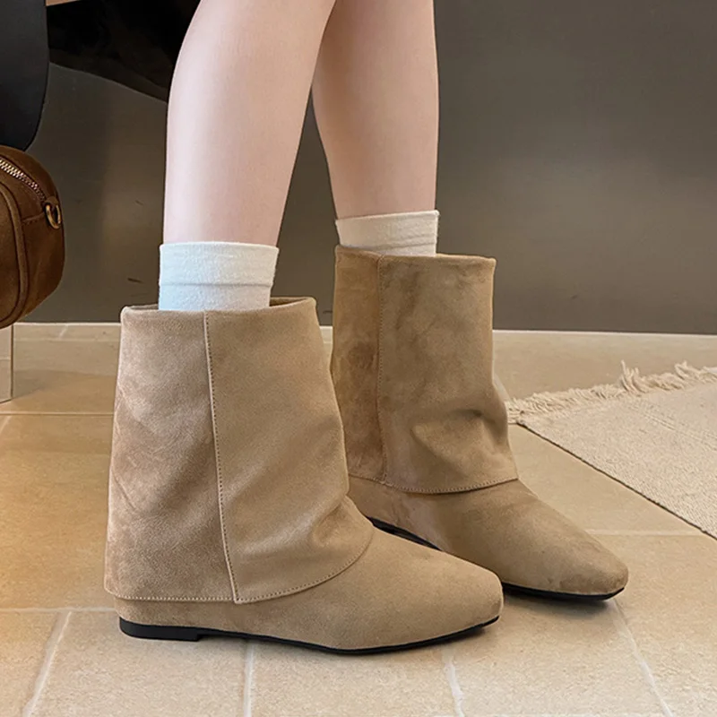 Women Flats Ankle Boots Suede Shoes Fashion Short Boots Woman 2026 Casual Winter Sneaker Trend Footwear Botas Mujer De Zapatos