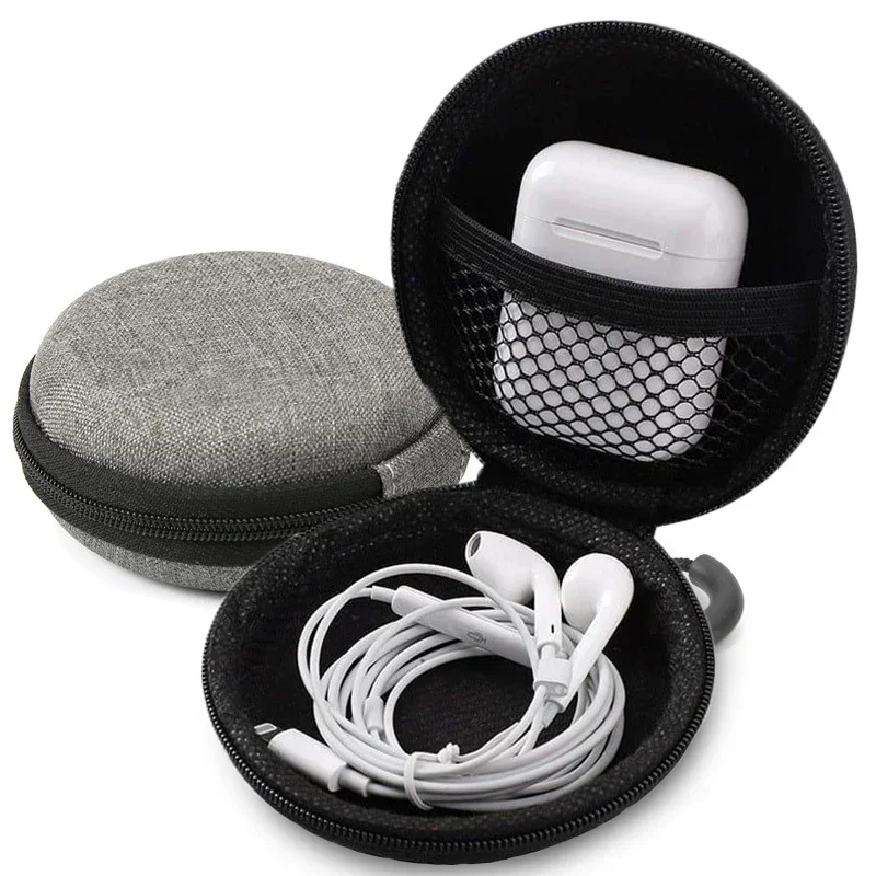 Portable Mini Data Cable Storage Bag Round Earphone Organizer Digital Gadget Case Charger U Disk Protection Box Zipper Pouch