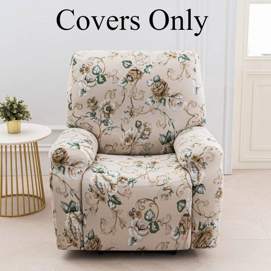 Fashion Luxury 4 Pieces Recliner Flower Sofa Cover for Living Room Elastic Reclining Chair Cover Protection Relax Armchair Cover