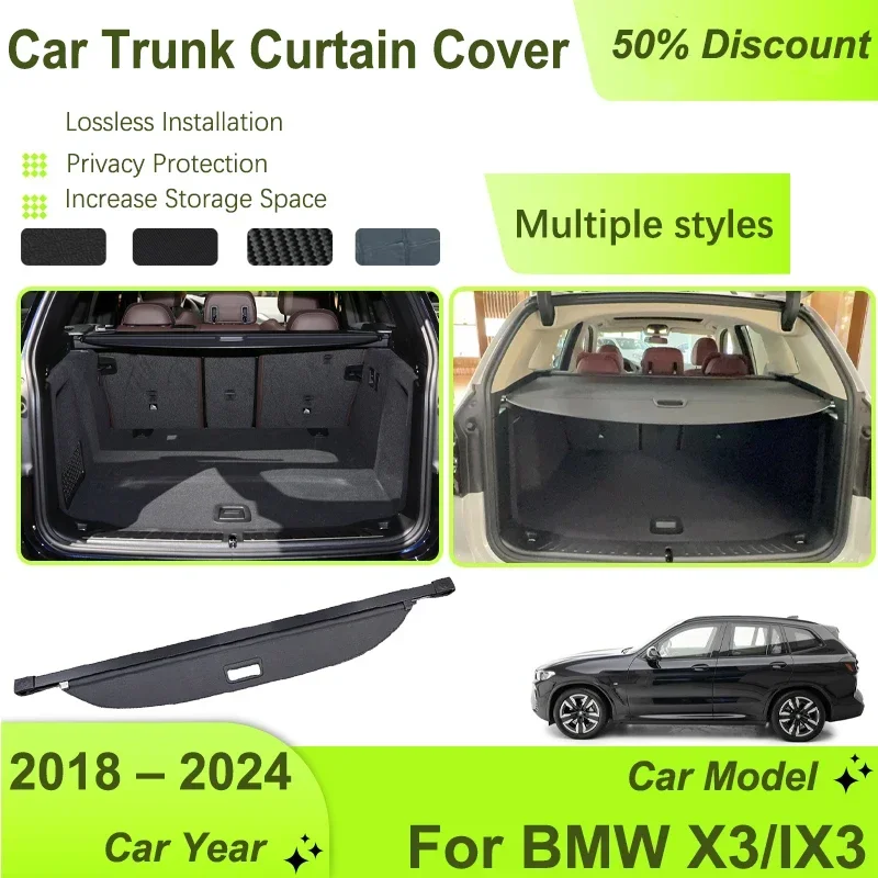 Car Trunk Storage Rack Covers For BWM X3 M Sport IX3 G01 F97 G08 2018~2024 Retractable Shade Cargo Liner Shelter Car Accessories