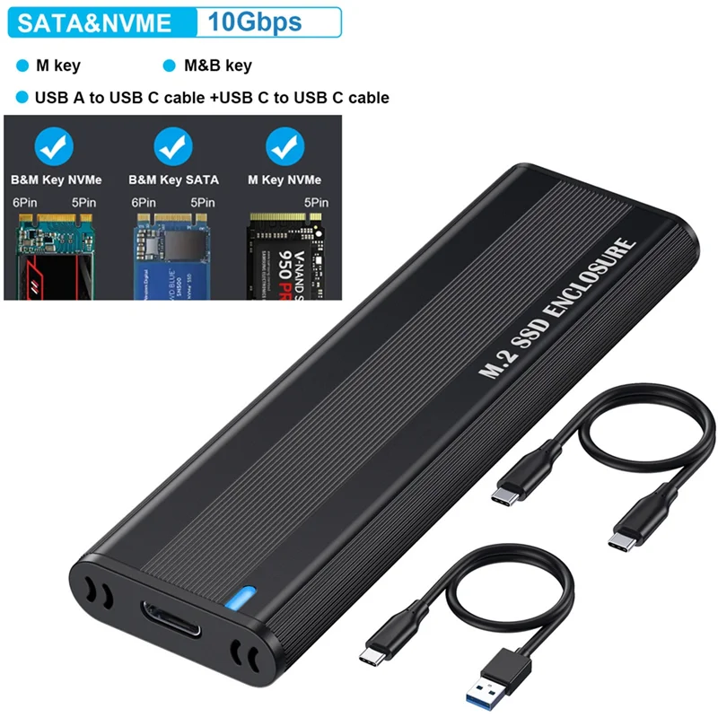 Boîtier de disque SSD M.2 vers USB Type C 3.1, adaptateur pour NVcloser, PCIE, NGFF