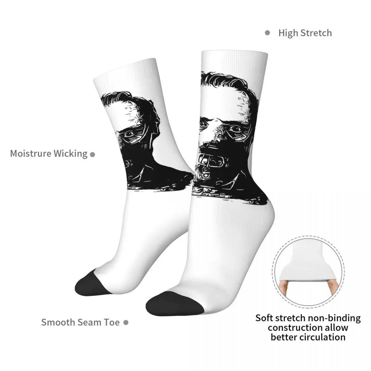 Hannibal Socks Harajuku Sweat Absorbing Stockings All Season Long Socks Accessories for Unisex Gifts