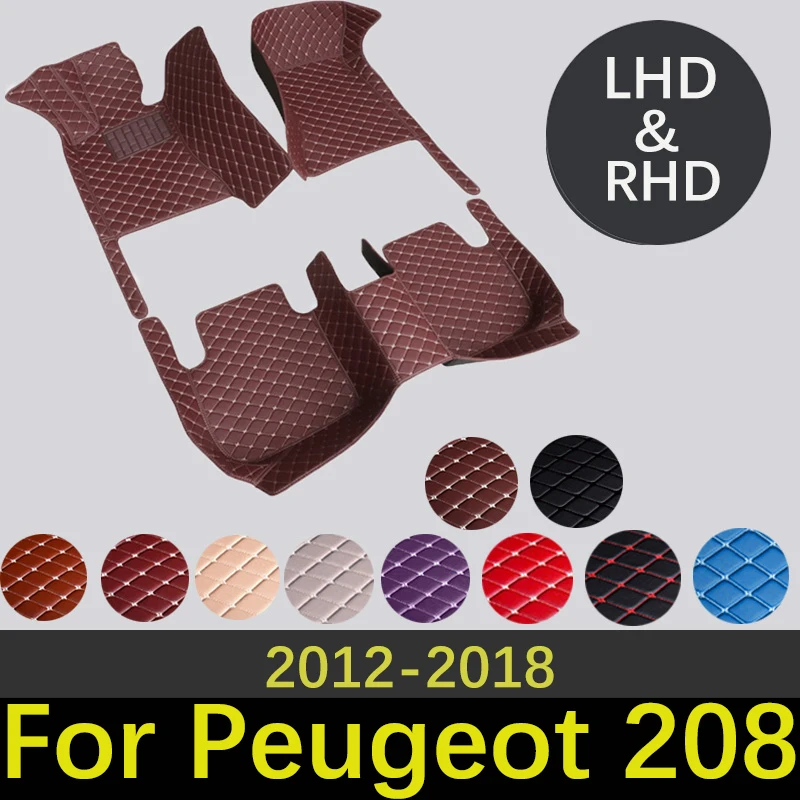 

Custom High Quality Leather Car Floor Mats For Peugeot 208 A9 2012~2018 Interior Accessories Carpets Car Styling Rug