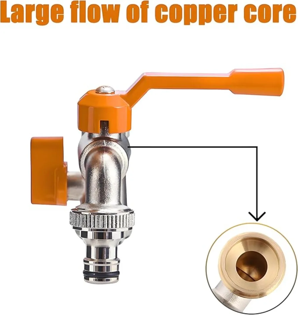 Brass Ball Valve for Water Tank Rain Barrel with Bulkhead Fitting 1/2in Female 3/4in Male Thread Quarter Turn Spigot