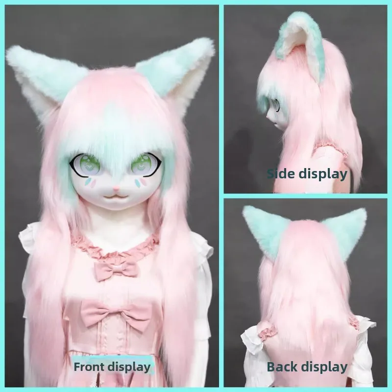Cute Fursuit Kigurumi Headset Furry Animal Cosplay Costume Paws Kig Comiket Furries Rubbit Doll Cat Comiket Furries Doll Costume