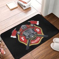 Firefighter Skull Front Door Mat Anti-Slip Indoor Quick Dry Fireman Fire Rescue Doormat Kitchen Balcony Entrance Rug Carpet