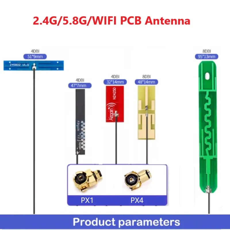 2pcs PCB wifi Antenna 5.8 Ghz 2.4ghz Dual Band Built-in pcb hard board for Bluetooth PCB patch high gain antenna px1