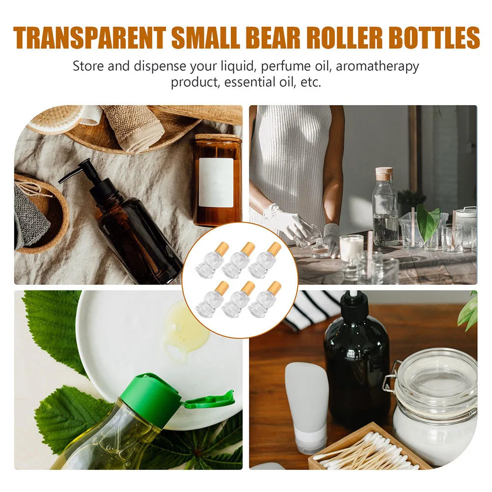 

6Pcs Refillable Roller Bottles Glass Essential Oil Container Small Portable Liquid Carrier with Roll Ball Design for Travel Use