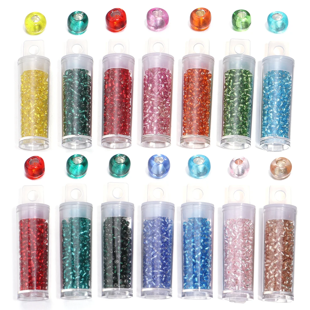 3mm Glass Beads Tubular Loose Spacer Glass Rice Beads Suitable for DIY Jewelry Making Bracelet Necklace Accessories