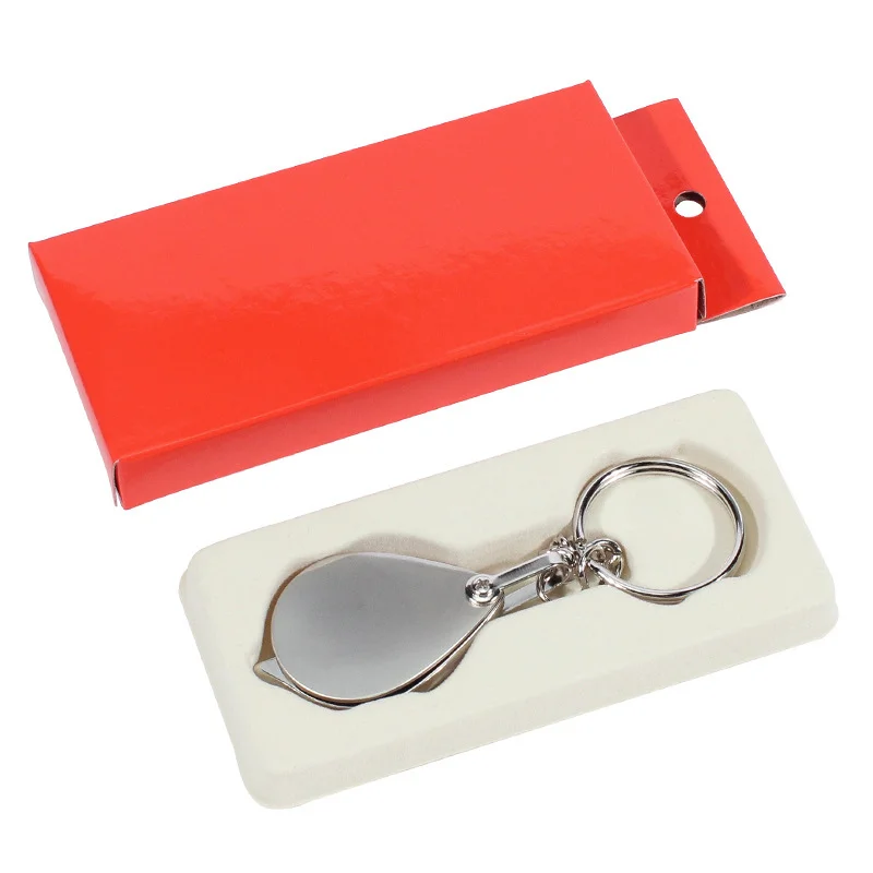 10X Portable Foldable Keychain Pocket Magnifier Mini Diamond Jewelry Loupe Magnifying Glass Eye For Jeweler Labels Crafts Coins