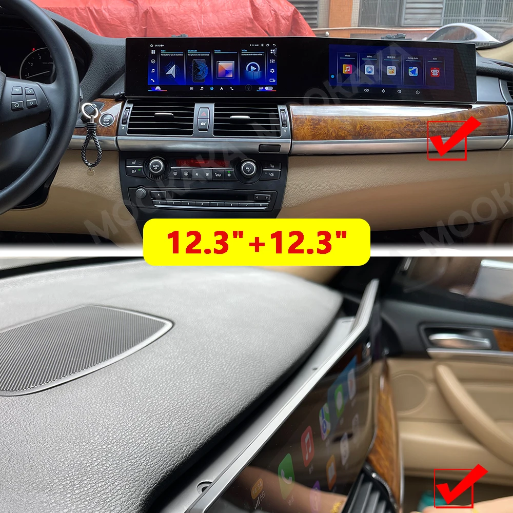 21'' Wireless Carplay For BMW X5 E70 X6 E71 2007-2013 CCC CIC System Multimedia Display Touch Screen Android auto Head Unit 360