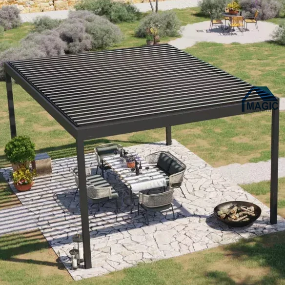 

Luxury Aluminum Garden & Balcony Pergola with Custom Louver Metal Roof Waterproof Wind Resistant