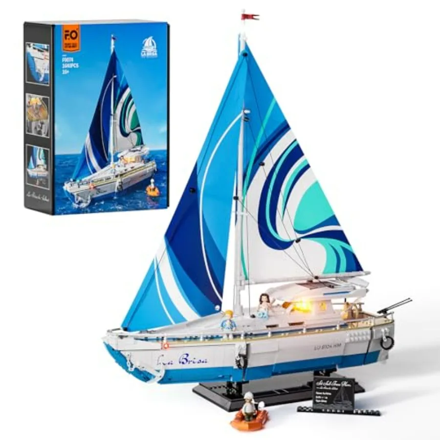 

Sailboat La Brisa Lighting Building-Bricks Set - City Yacht 1640 Pcs Collection Display Set for Adults and Technic Lovers