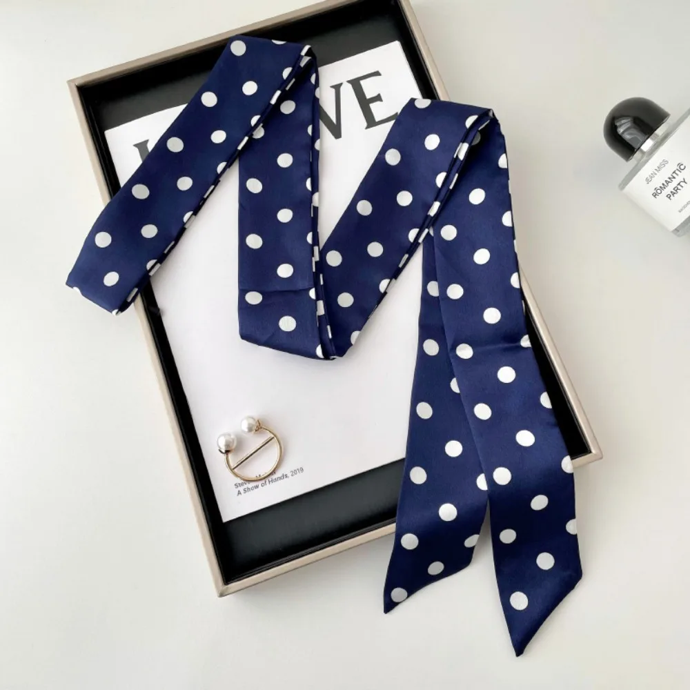 

Elegant Ribbon Polka Dot Scarf Retro Thin Scarf Headband Dressing Decoration Neckerchief Long Scarves Outdoor