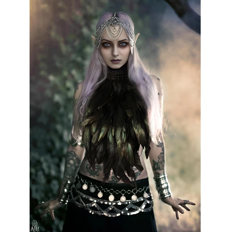 

Feather Cape Shawl Costume Witch Wings Collar Adult Crow Neck