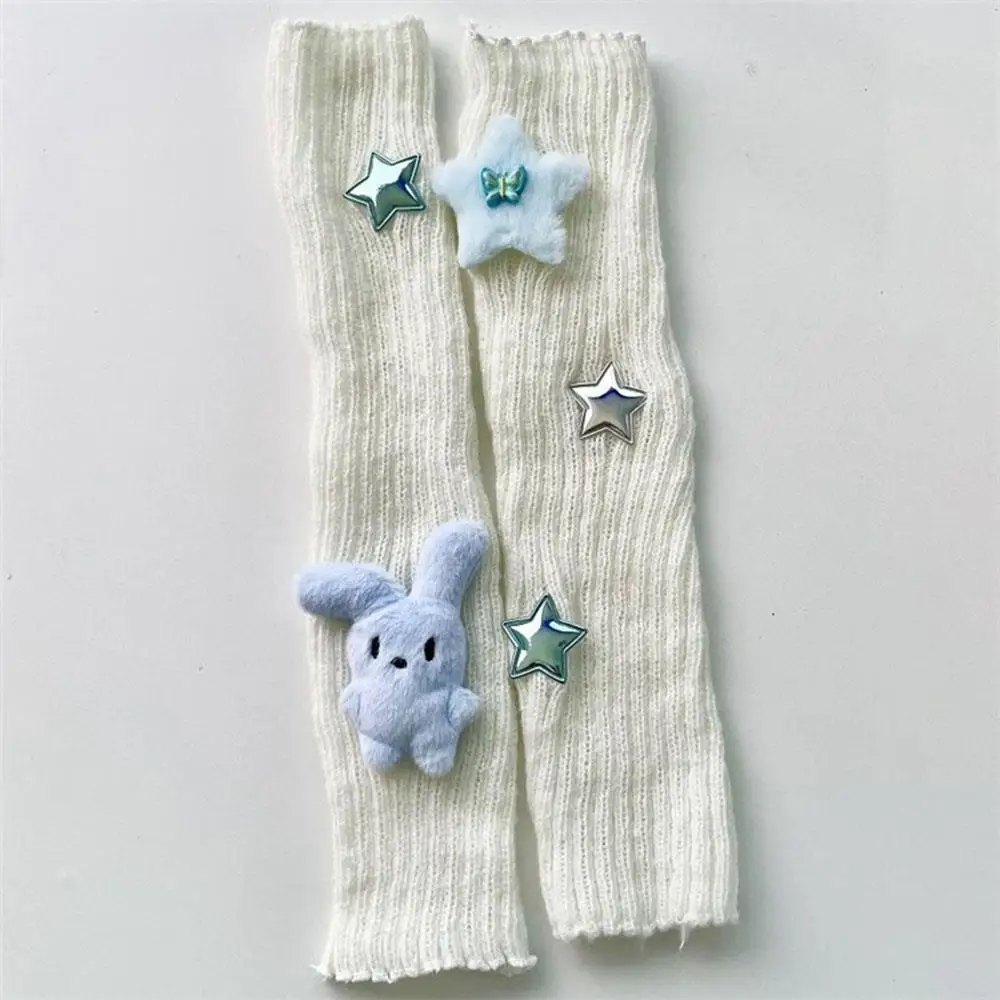 Y2k Harajuku Coniglio Stella Copri manica Scaldamuscoli in maglia da donna Guanti al gomito Guanti senza dita gotici a maniche lunghe