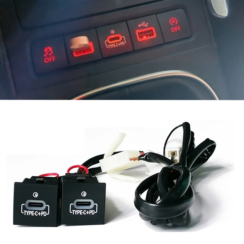 

12 В/24 В, розетка для быстрой автомобильной зарядки, USB-разъем для зарядки, адаптер питания QC3.0 PD типа для VW Golf 6 Jetta 5 MK5 Scirocco 2006-2012