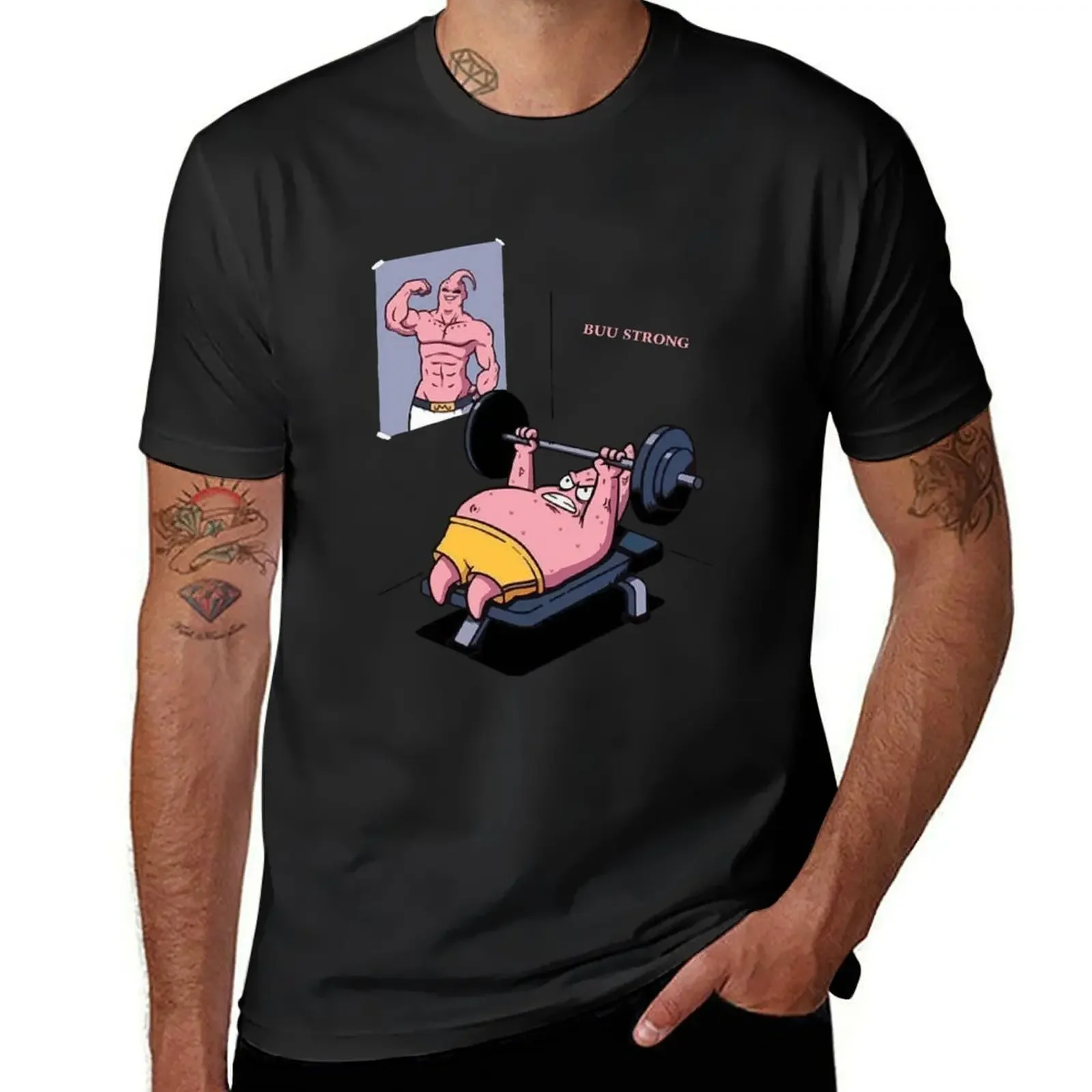 Majin Bbuuu vs Patrick lustige Turnhalle T-Shirt koreanische Mode angepasst Vintage Kleidung T-Shirt für Männer