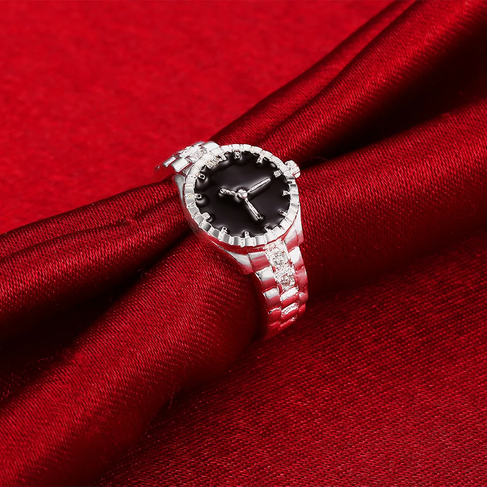 

925 Sterling Silver Rings For Women Men Fine Crystal Black Watch Elegant Fashion Party Gifts Lady Charm Wedding Luxury Jewelry