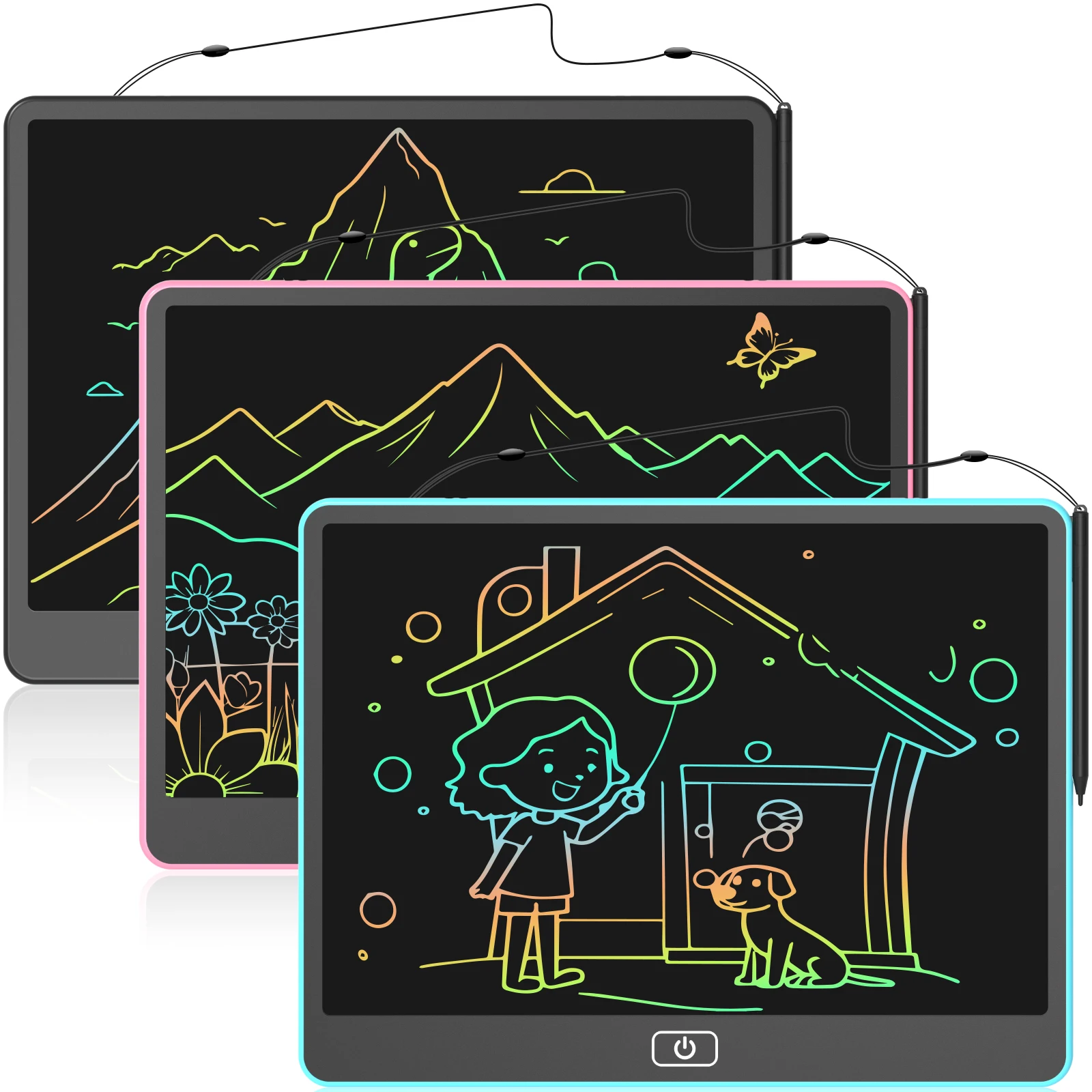 กระดานเขียน LCD ขนาด 16 นิ้ว, กระดานวาดภาพอิเล็กทรอนิกส์สีสันสดใสสําหรับเด็ก, แท็บเล็ตการเขียนแบบพกพาแบบใช้ซ้ําได้, ของเล่นเพื่อการศึกษาที่สมบูรณ์แบบ