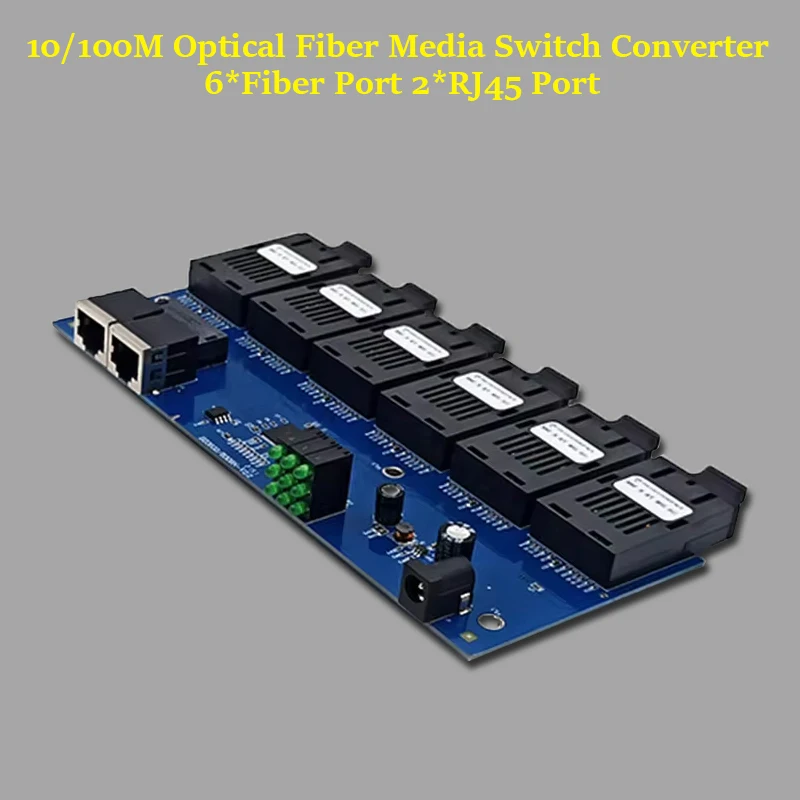 

Fiber Switch Optical Media Converter PCBA 6*155M Fiber Port 2 RJ45 Port 20KM 10/100M Single Mode SC Fast Ethernet Simplex/Duplex