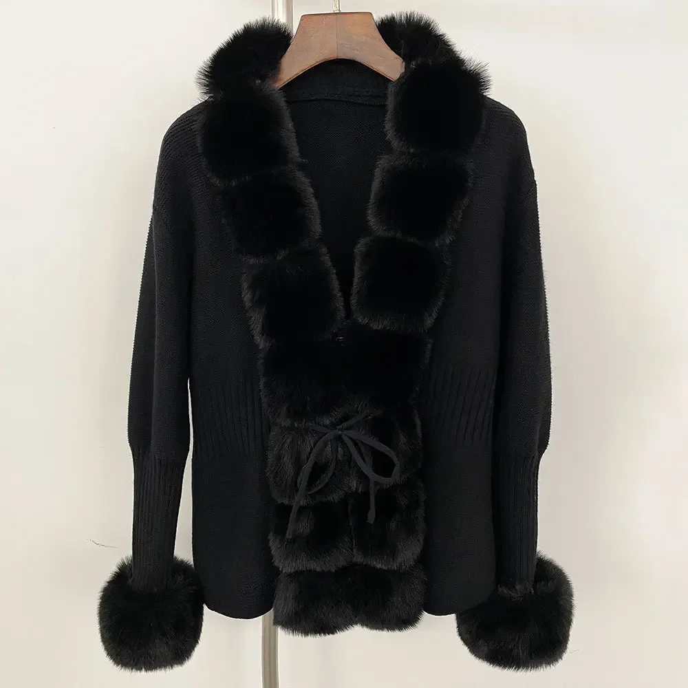 

Faux Fur Sweater New Spring Autumn Oversized Knitted Cardigan Women Fake Fur Jacket Fashion Artificial Fur Female Clothing