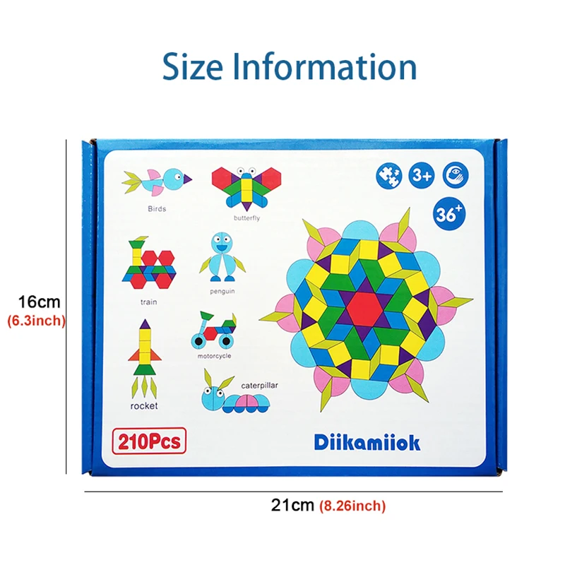 210 قطعة مجموعة ألغاز خشبية ثلاثية الأبعاد شكل هندسي Tangram بانوراما ألعاب مونتيسوري ألعاب تعليمية للأطفال مع بطاقات 30 قطعة #2