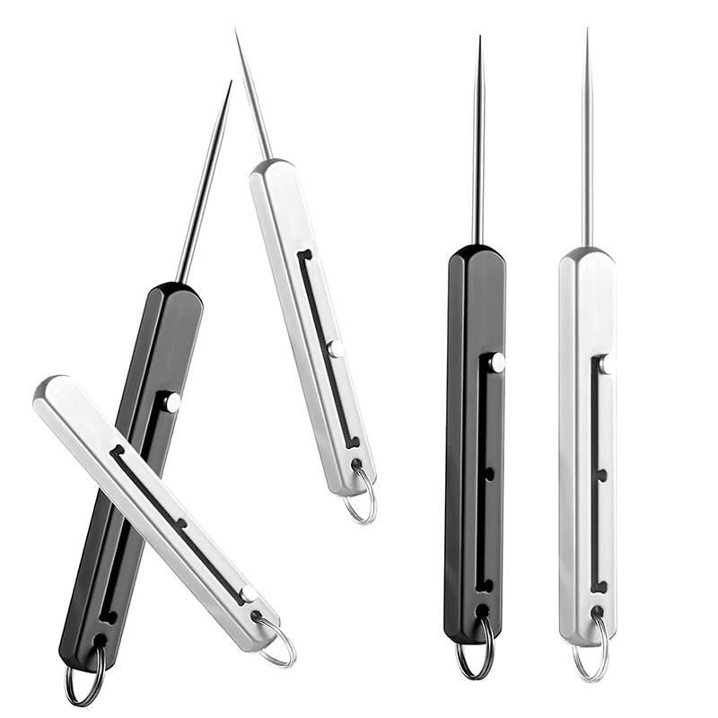 

2pcs Portable Titanium Alloy EDC Telescopic Toothpick Keychain Pendant Gift Fruit Fork Camping Toothpick Holder Unpacking Tool