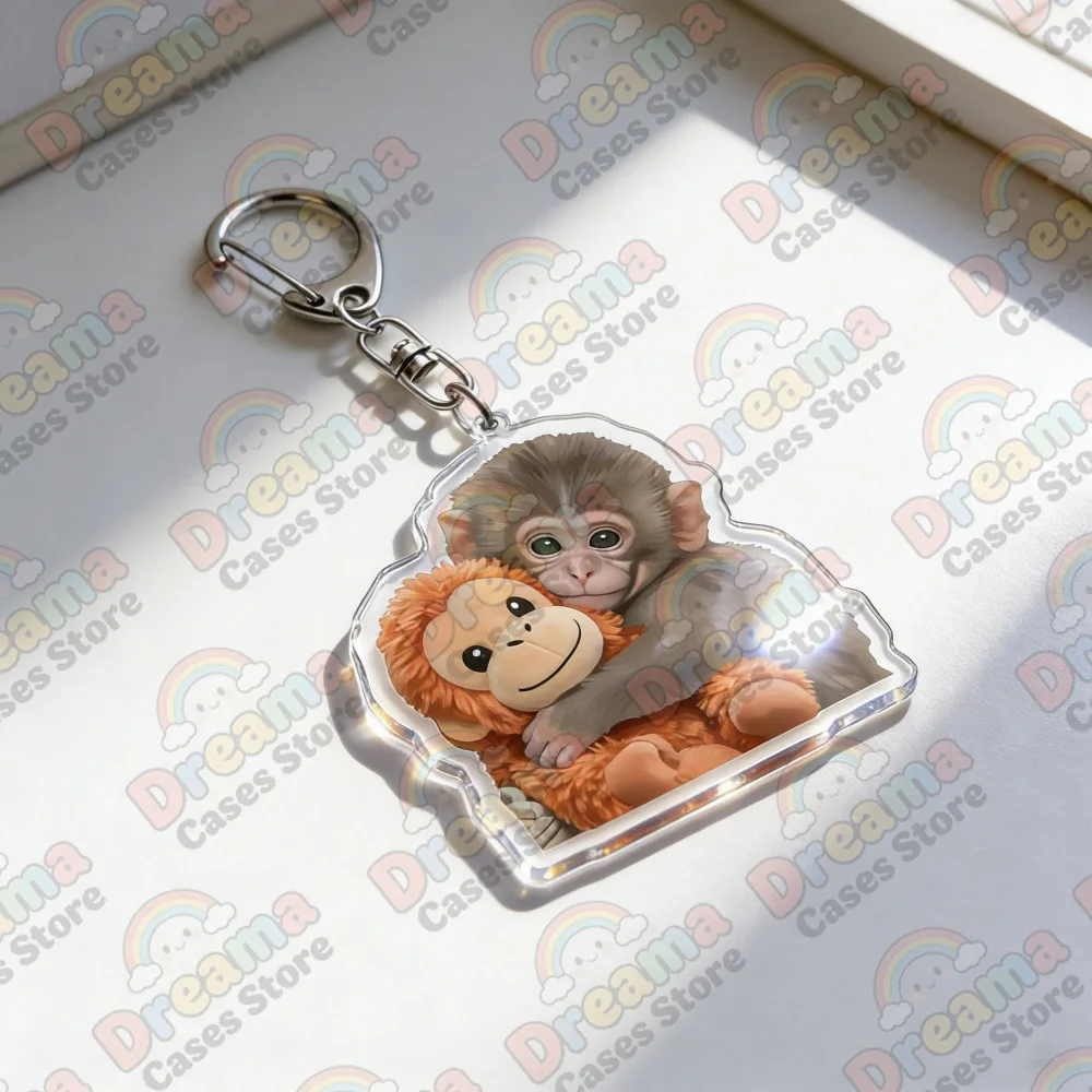 Punch Baby Monkey Hugging Keychain Accessories Bag Viral Baby Monkey Keyrings Jewelry Fans Gifts
