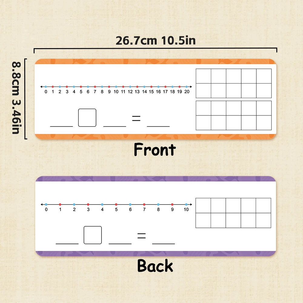 0-20 & 0-10 Addition & Subtraction Number Line Math Cards for Kids Dry Erase Mathematics Enlightenment Arithmetic Practice Cards