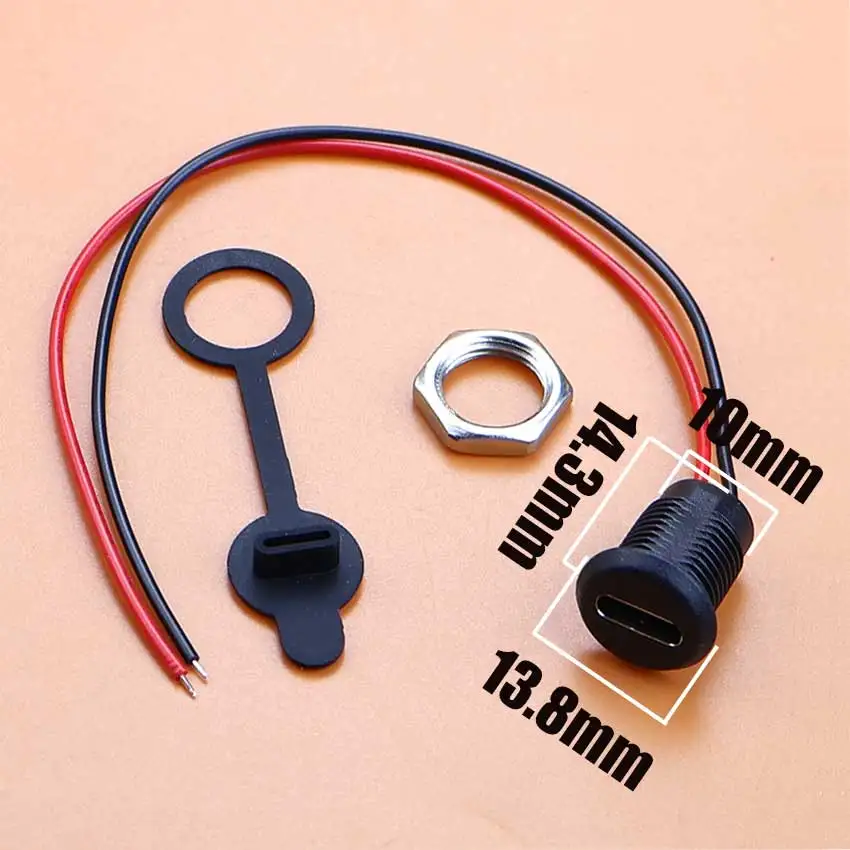 1/5pcs USB Type C Connector Type-C Female Socket W/ PH2.0 Terminal Nut Locking Plate USB-C 3A TPC Waterproof Charging Jack Port