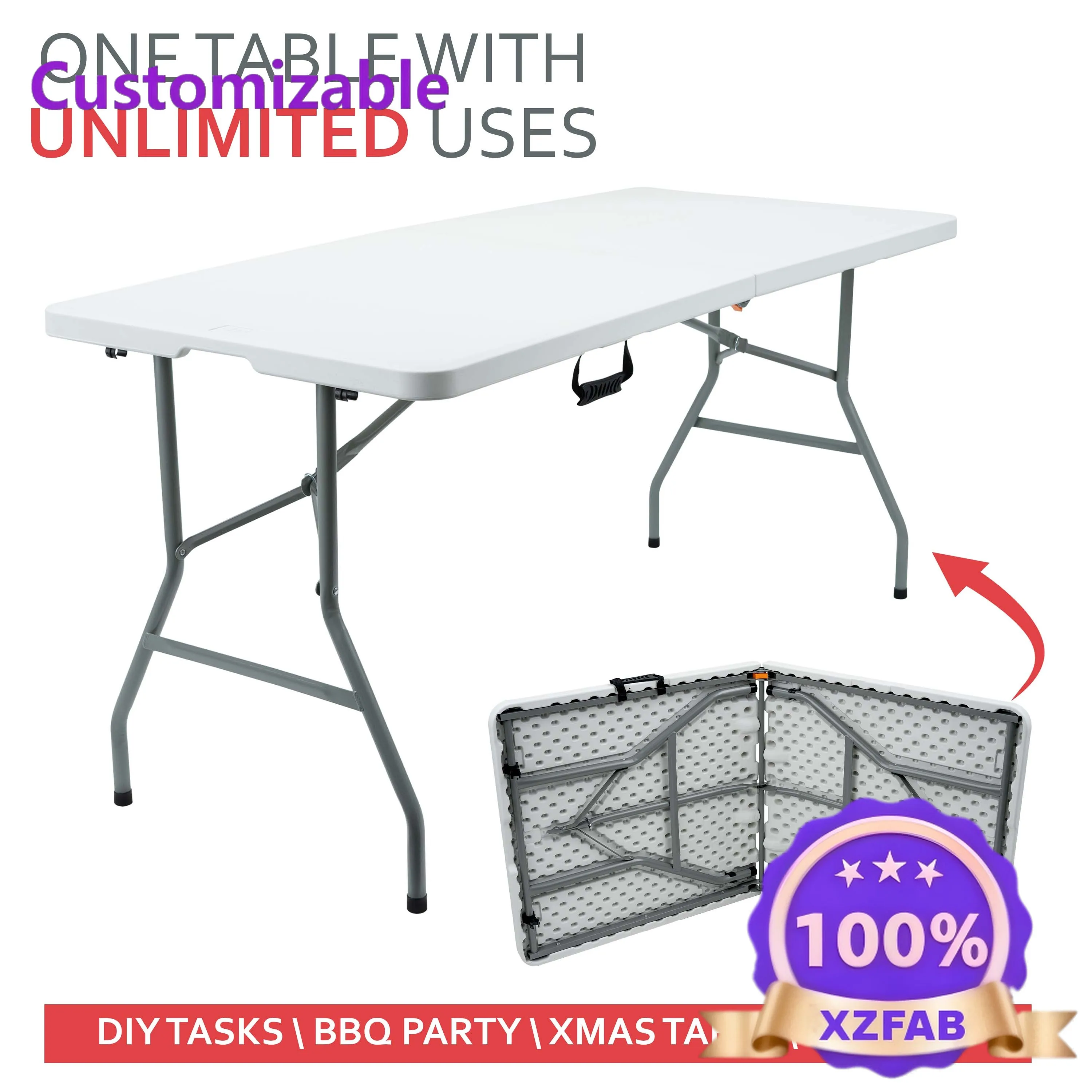 Factory Direct 2026 5ft 1.5m Heavy Duty Folding Table, Folding Camping Table with Handles for Outdoor & Indoor Use for BBQ