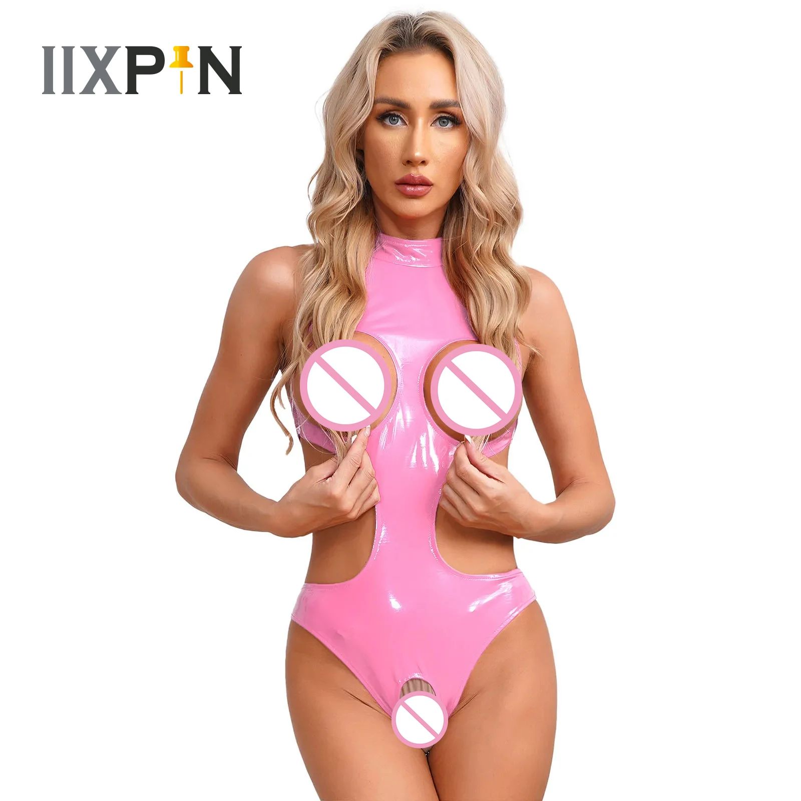 

Женский Облегающий комбинезон с открытой промежностью и молнией на спине