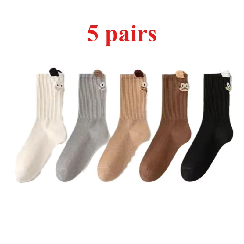 

5 пар мягких хлопковых носков с милым мультяшным медведем, плюшевые женские носки Майяра с героями мультфильмов, кавайные женские чулки, Южная Корея
