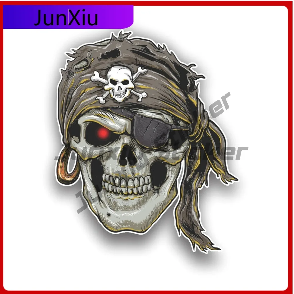 

Pirate Skull With Bandana Sticker Waterproof Exterior Accessories High-quality Cover Scratches Decoration Car Bicycle Skateboard