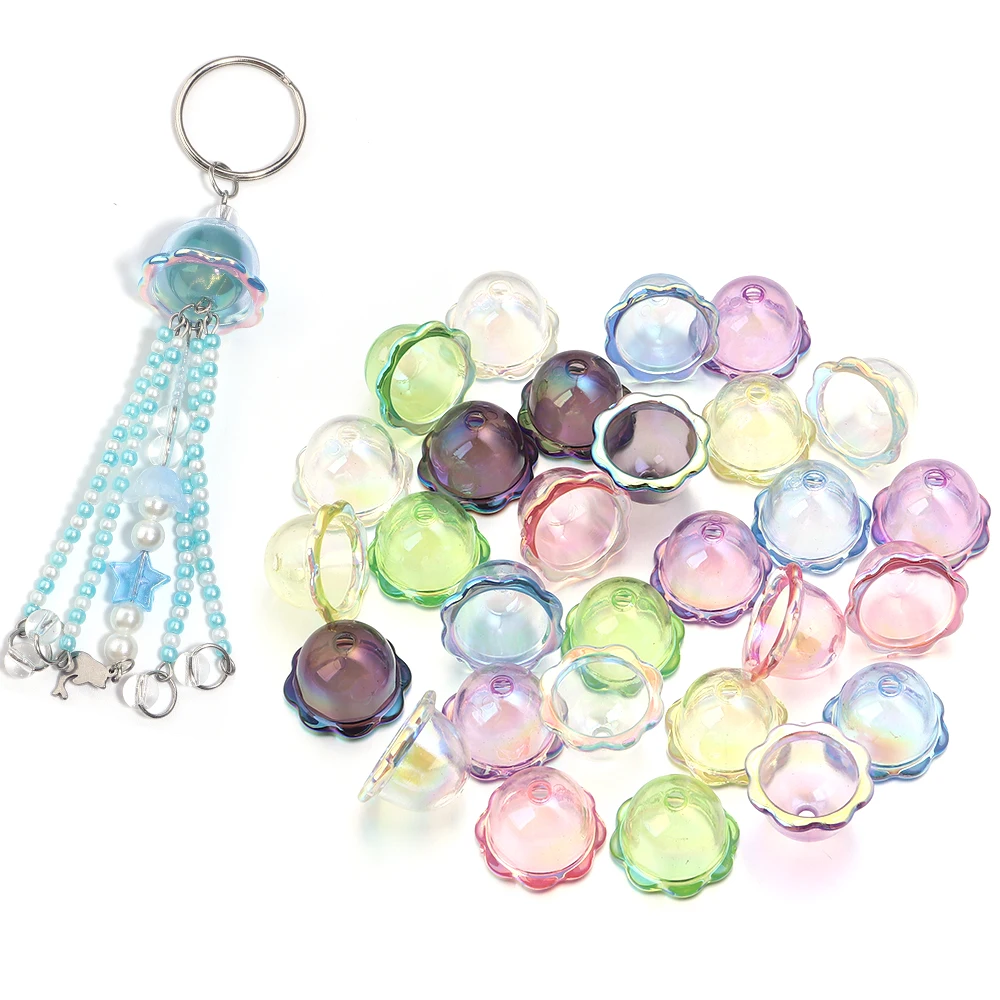 6pcs/lot Transparent Colored Acrylic Wind Bell Beads Charms For Jewelry Making DIY Handmade Necklace Earring Key Chains Supplies