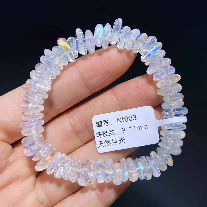 

Natural Moonstone Blue Light 3 Laps Clear Round Beads Bracelet 6mm Moonstone Necklace Women Men Healing Fashion AAAAA